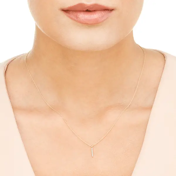 Leaf Jewelry Halskette Small Bar, Diamant, 14 K Gelbgold