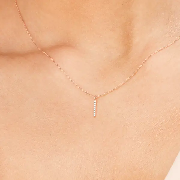 Leaf Jewelry Halskette Small Bar, Diamant, 14 K Rosegold