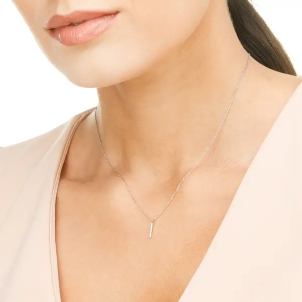 Leaf Jewelry Halskette Small Bar, Diamant, 14 K Weißgold