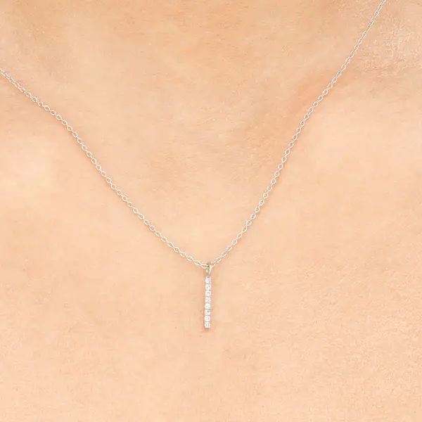 Leaf Jewelry Halskette Small Bar, Diamant, 14 K Weißgold