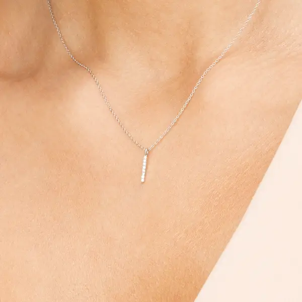 Leaf Jewelry Halskette Small Bar, Diamant, 14 K Weißgold