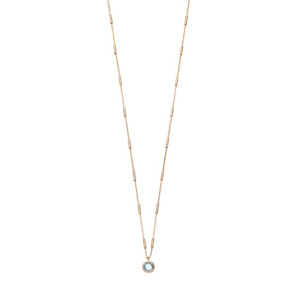 Leaf Jewelry Halskette Solitär, Blauer Topaz, 18 K Rosegold Vergoldet