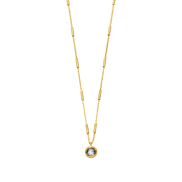 Leaf Jewelry Halskette Solitär, Labradorit, 18 K Gelbgold vergoldet