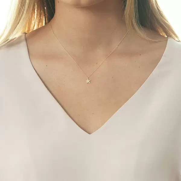 Leaf Jewelry Halskette Stern Mit Diamanten, 18 K Gelbgold