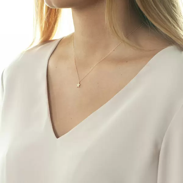 Leaf Jewelry Halskette Stern Mit Diamanten, 18 K Gelbgold