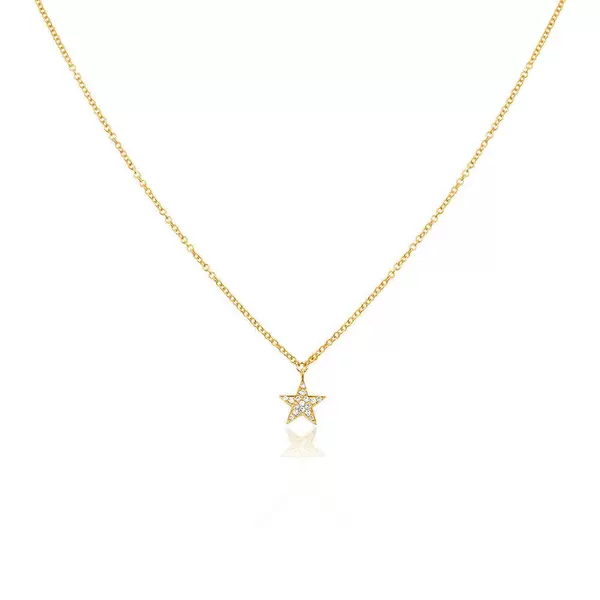 Leaf Jewelry Halskette Stern mit Diamanten, 18 K Gelbgold