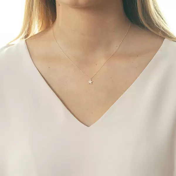 Leaf Jewelry Halskette Stern Mit Diamanten, 18 K Roségold