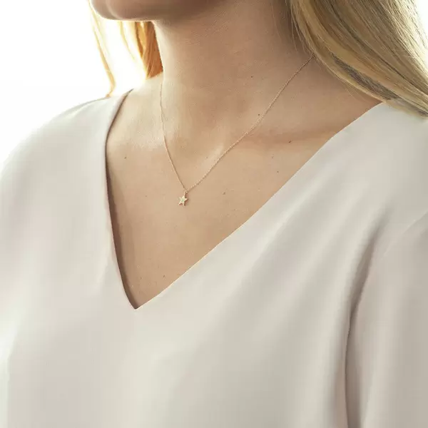 Leaf Jewelry Halskette Stern Mit Diamanten, 18 K Roségold