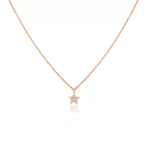 Leaf Jewelry Halskette Stern mit Diamanten, 18 K Roségold