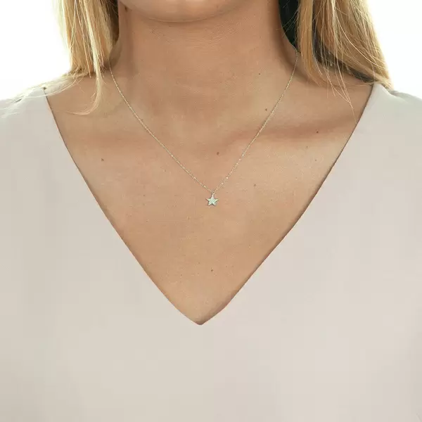 Leaf Jewelry Halskette Stern Mit Diamanten, 18 K Weißgold