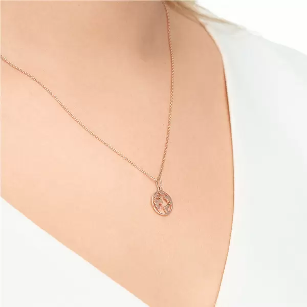 Leaf Jewelry Halskette Weltkugel, 18 K Rosegold Vergoldet