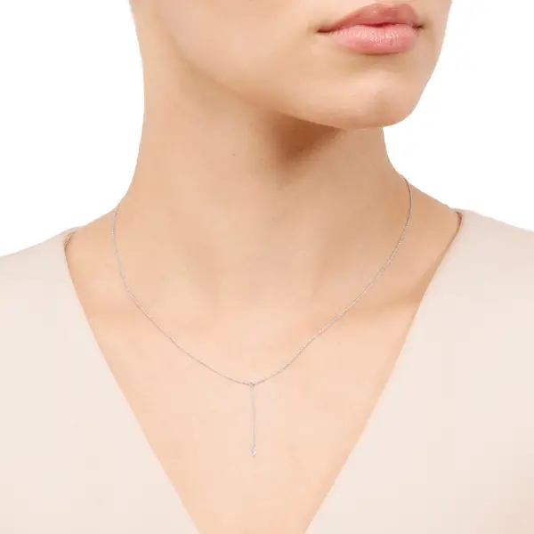 Leaf Jewelry Halskette Y-Pure Diamant, 18 K Weißgold