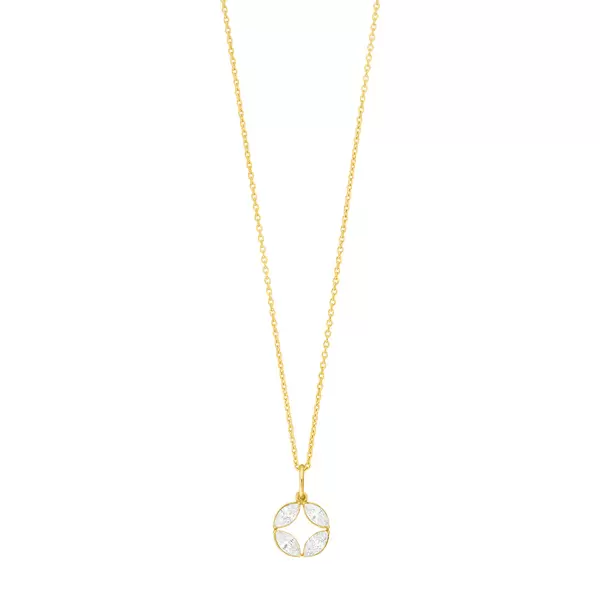 Leaf Jewelry Halskette Zirkonia Flower, 18 K Gellbgold Vergoldet