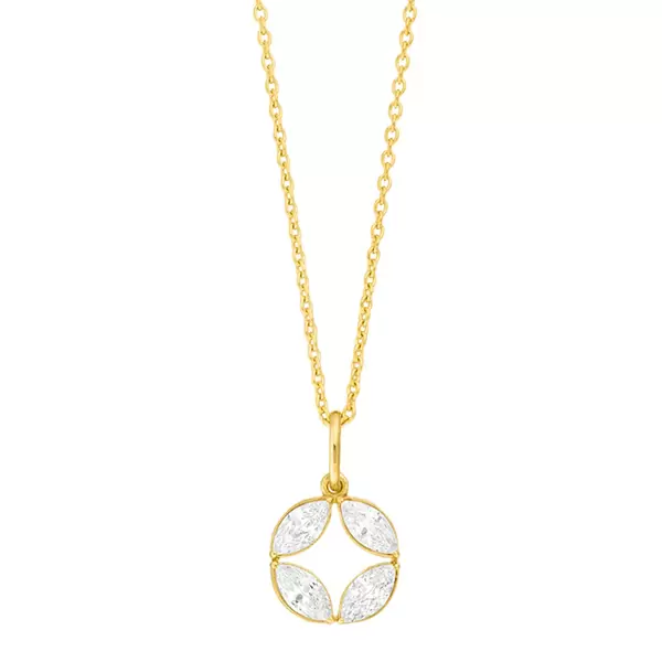 Leaf Jewelry Halskette Zirkonia Flower, 18 K Gellbgold vergoldet