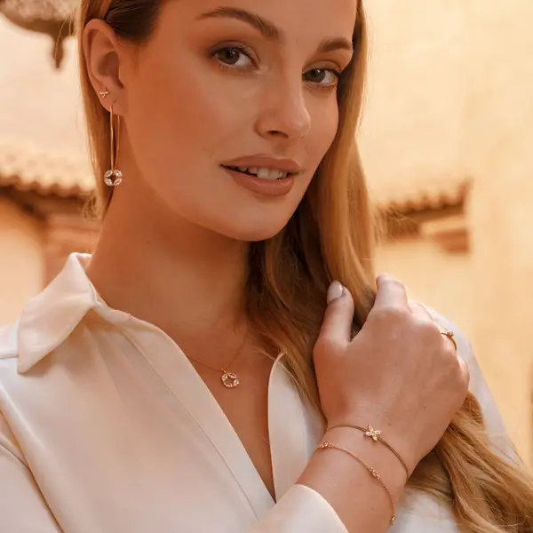 Leaf Jewelry Halskette Zirkonia Flower, 18 K Rosegold Vergoldet