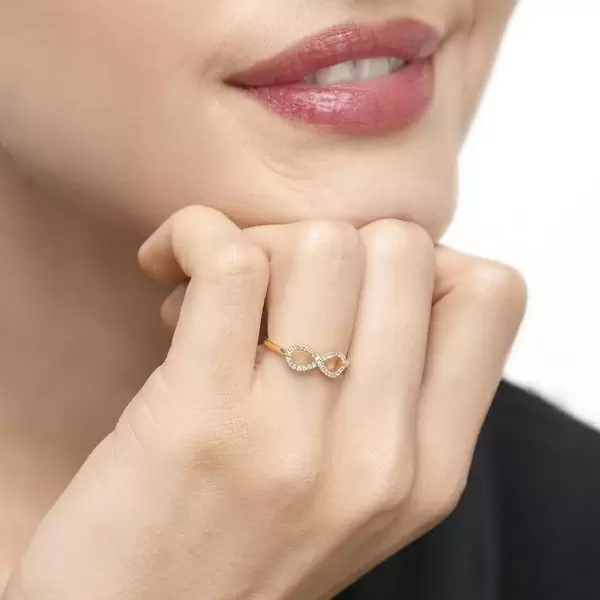 Leaf Jewelry Infinityring Mit Diamanten, 18 K Gelbgold