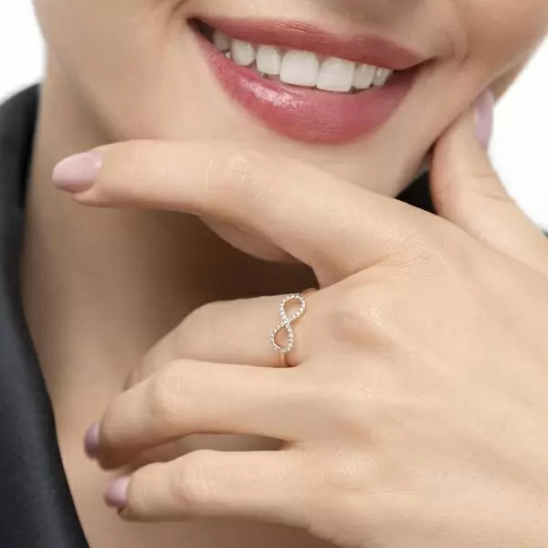 Leaf Jewelry Infinityring Mit Diamanten, 18 K Rosegold