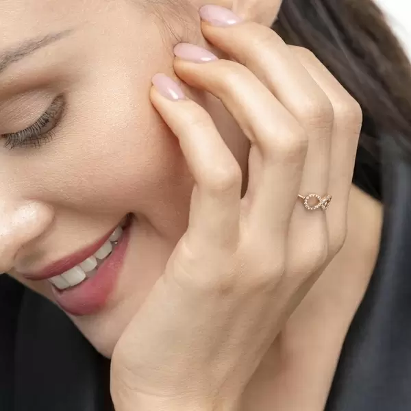 Leaf Jewelry Infinityring Mit Diamanten, 18 K Rosegold
