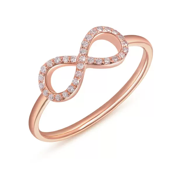 Leaf Jewelry Infinityring mit Diamanten, 18 K Rosegold