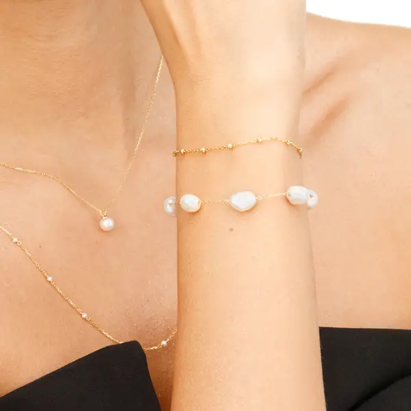 Leaf Jewelry Armkette Barock Pearls, 14K Gelbgold