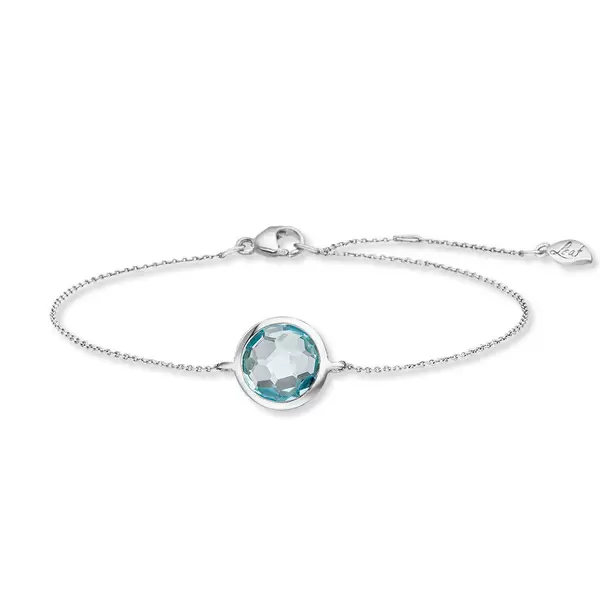 Leaf Jewelry Armkette Blue Topaz, 14 K Weissgold