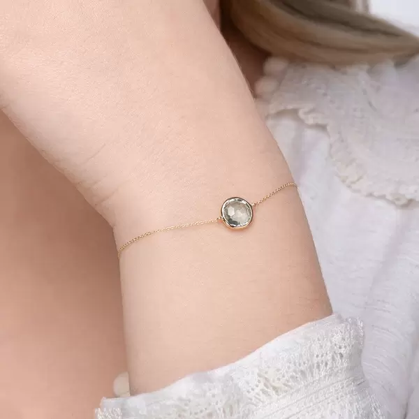 Leaf Jewelry Armkette Green Amethyst, 14 K Gelbgold