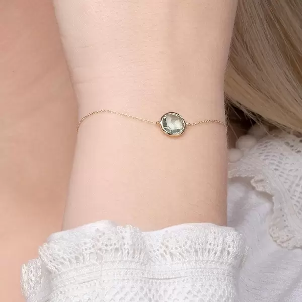 Leaf Jewelry Armkette Green Amethyst, 14 K Gelbgold