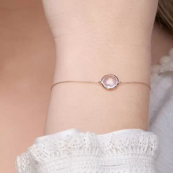 Leaf Jewelry Armkette Rosenquarz, 14 K Roségold