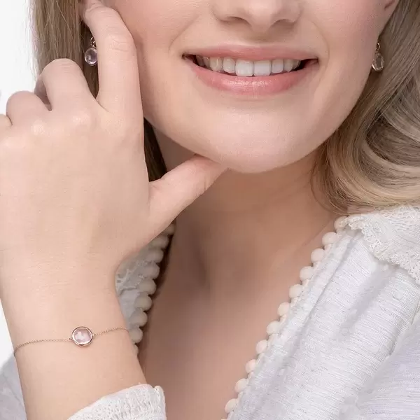 Leaf Jewelry Armkette Rosenquarz, 14 K Roségold