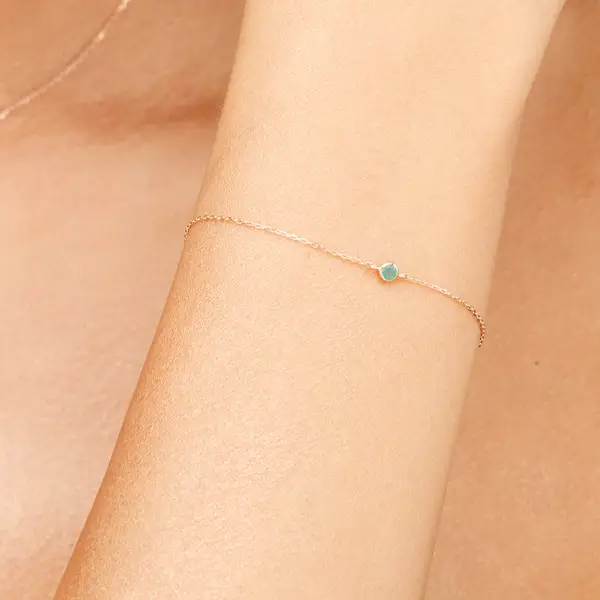 Leaf Jewelry Armkette Smaragd, 14K Weißgold