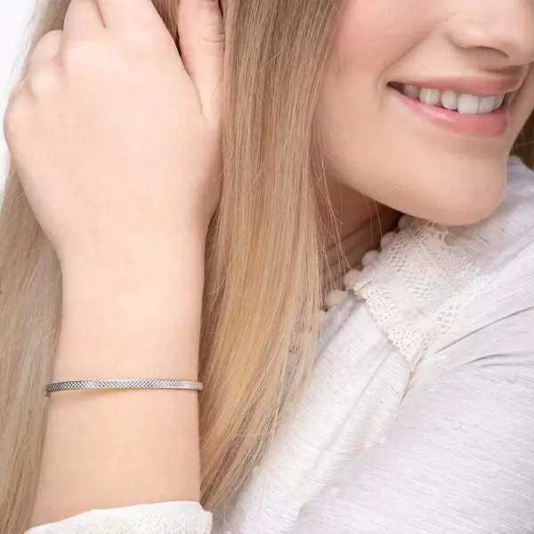 Leaf Jewelry Armreif Plaid, Matt, 925 Sterlingsilber