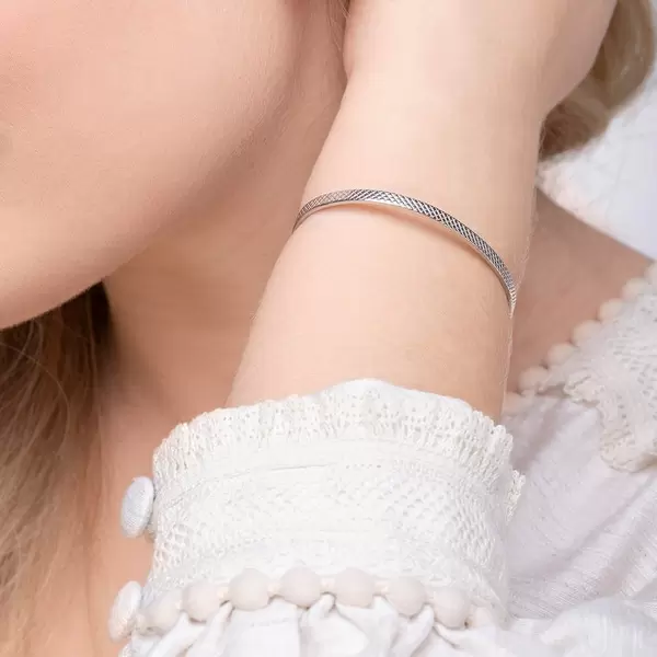 Leaf Jewelry Armreif Plaid, Matt, 925 Sterlingsilber