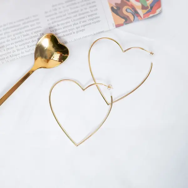 Leaf Jewelry Creole Herz, 60mm, 925 Sterlingsilber