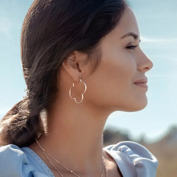 Leaf Jewelry Creole Kleeblatt, 40mm, 14 K Gelbgold