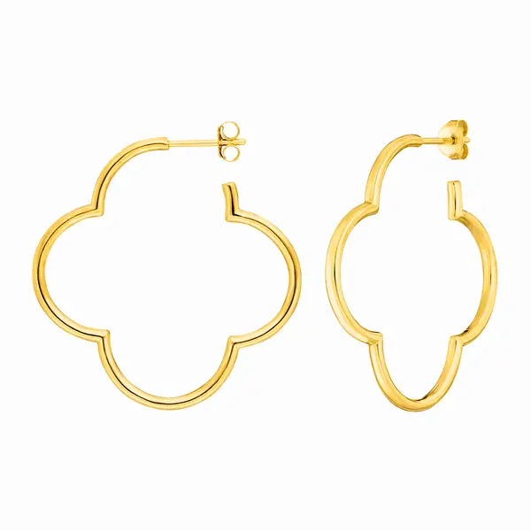 Leaf Jewelry Creole Kleeblatt, 40mm, 14 K Gelbgold