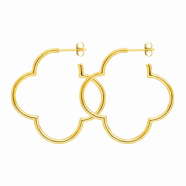 Leaf Jewelry Creole Kleeblatt, 40mm, 14 K Gelbgold