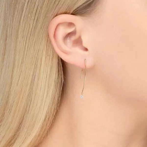 Leaf Jewelry Creole Pure M Diamant, 18 K Gelbgold