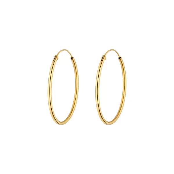 Leaf Jewelry Creole Rund L, 40mm, 14 K Gelbgold