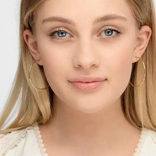 Leaf Jewelry Creole Rund L, 40mm, 14 K Gelbgold