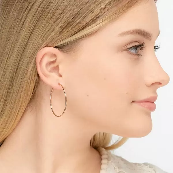 Leaf Jewelry Creole Rund L, 40mm, 14 K Rosegold