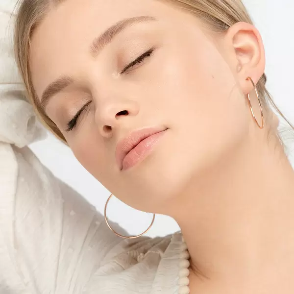 Leaf Jewelry Creole Rund L, 40mm, 14 K Rosegold