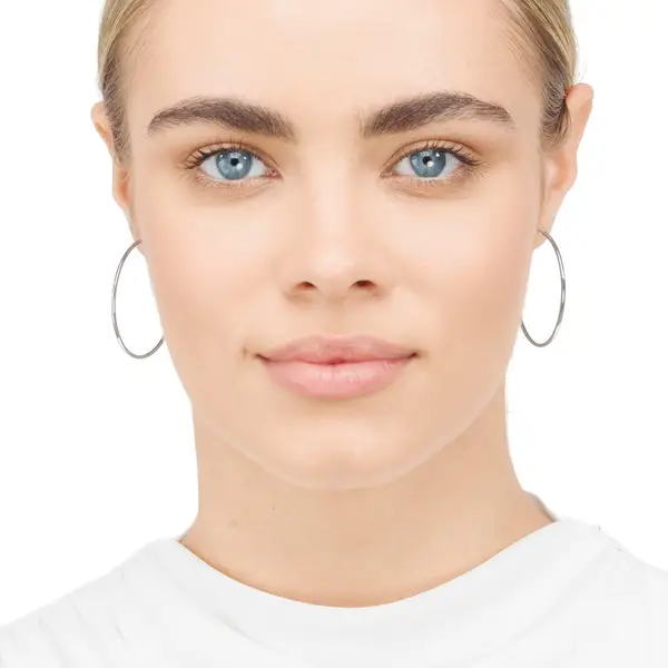 Leaf Jewelry Creole Rund L, 40mm, 14 K Weissgold