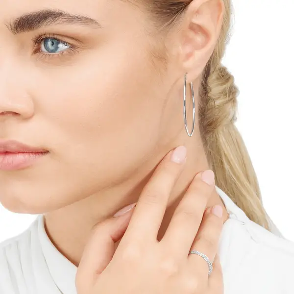 Leaf Jewelry Creole Rund L, 40mm, 14 K Weissgold