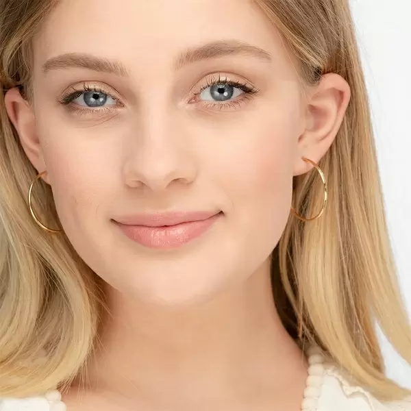 Leaf Jewelry Creole Rund M, 30mm, 14 K Gelbgold