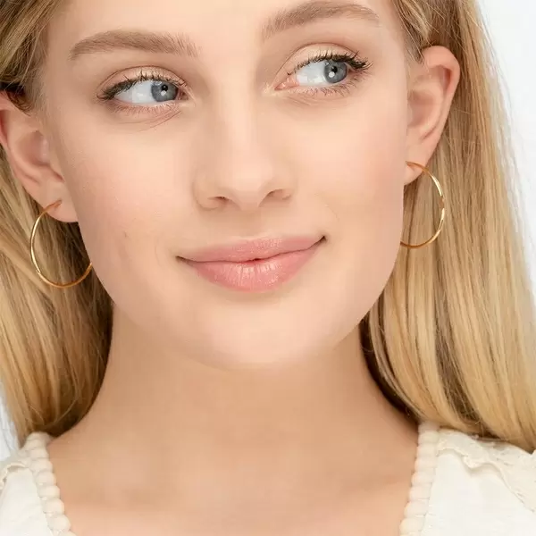 Leaf Jewelry Creole Rund M, 30mm, 14 K Gelbgold