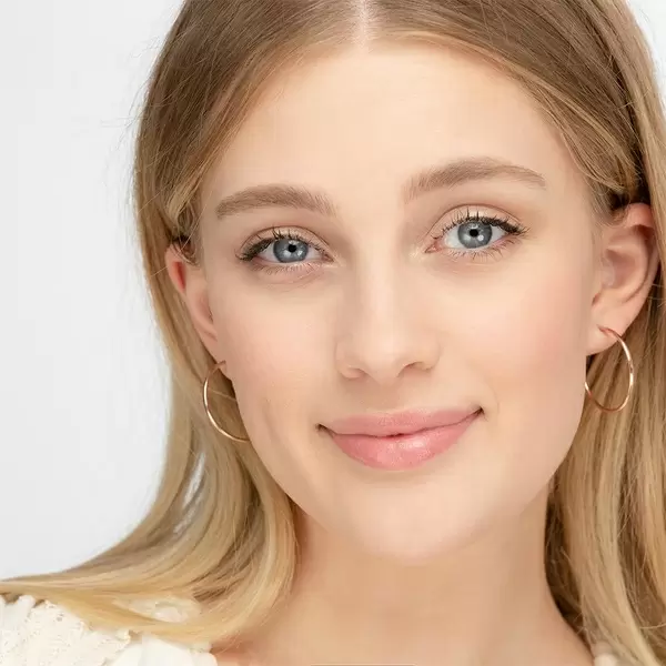 Leaf Jewelry Creole Rund M, 30mm, 14 K Rosegold