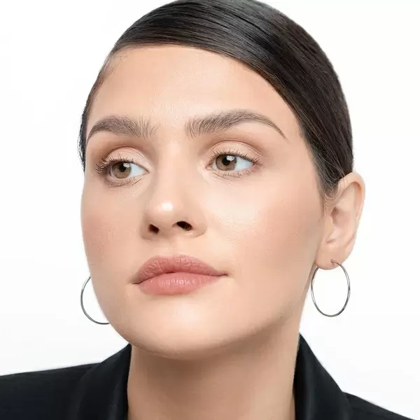 Leaf Jewelry Creole Rund M, 30mm, 14 K Weissgold