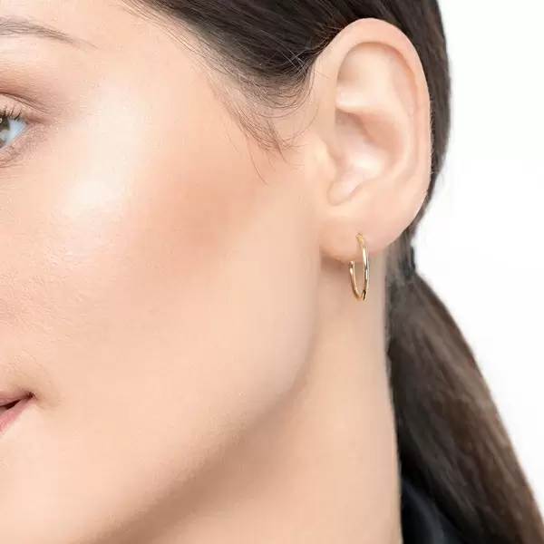 Leaf Jewelry Creole Rund S, 15mm, 14 K Gelbgold