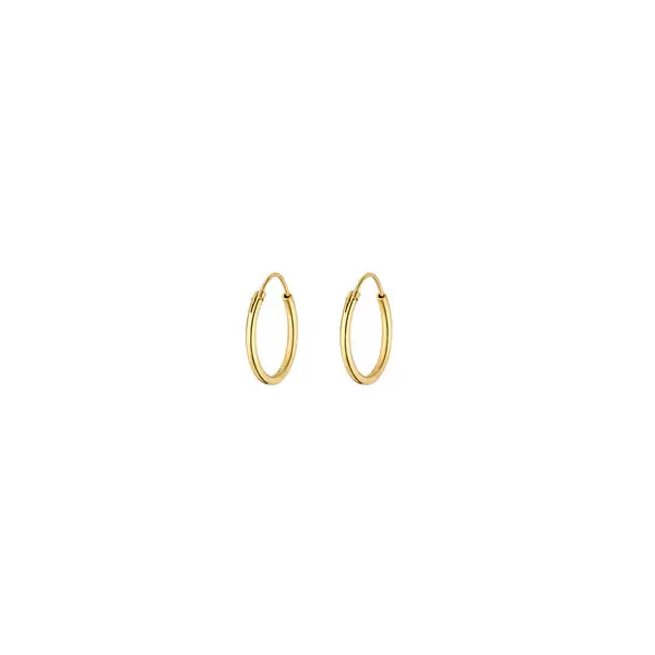 Leaf Jewelry Creole Rund S, 15mm, 14 K Gelbgold