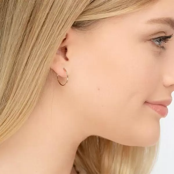 Leaf Jewelry Creole Rund S, 15mm, 14 K Rosegold